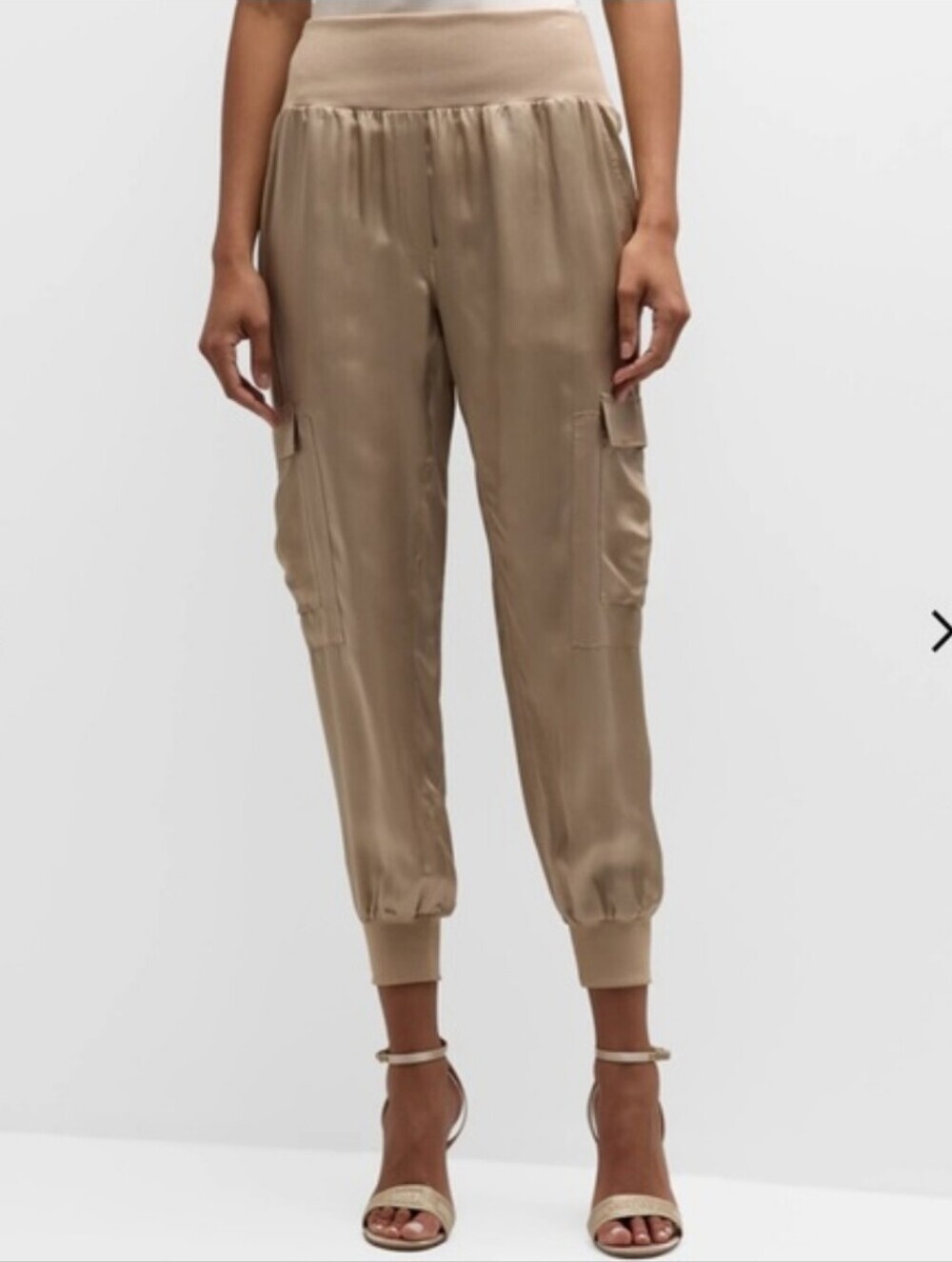 Cinq à Sept Giles Cupro Cargo Jogger Pants NWT Pewter | Luxe Utility Size Small